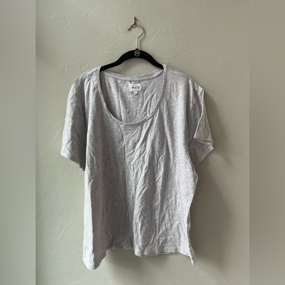MATE THE LABEL ORGANIC COTTON CLASSIC U NECK T SHIRT HEATHER GREY XL